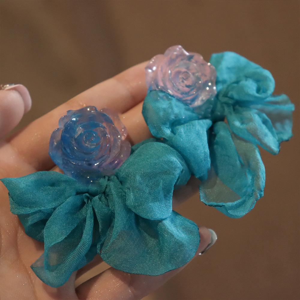 Silver Needle Sweet Flower Butterfly Pearl Tassel Earrings Trend Stud Earrings Temperament Earrings Women