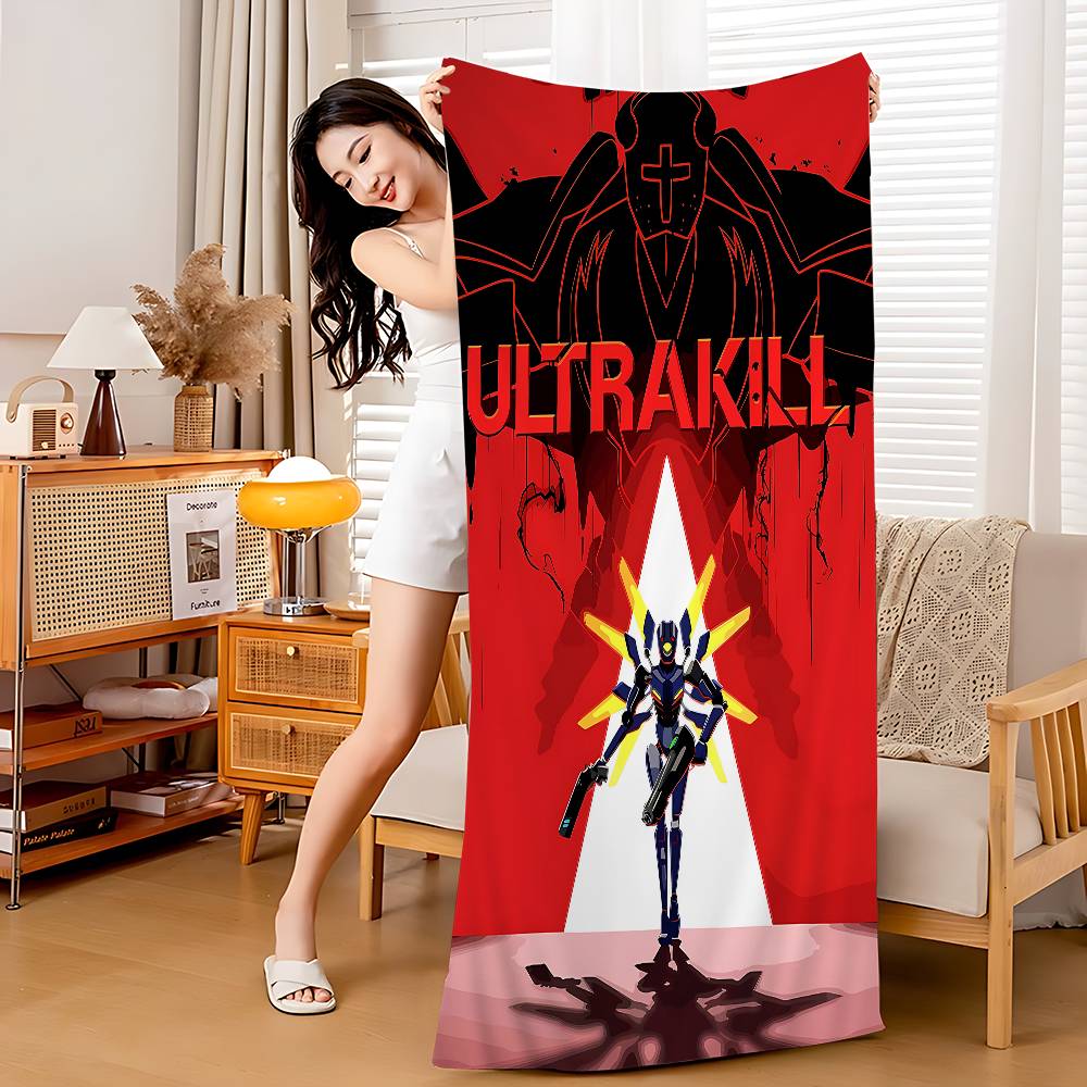 STEAM GAME U-ULTRAKILL Beach Towel Colorful Bath Towels for Girl Microfiber Quick Dry Custom Sand Free Beach Yoga Spa Gym Pool