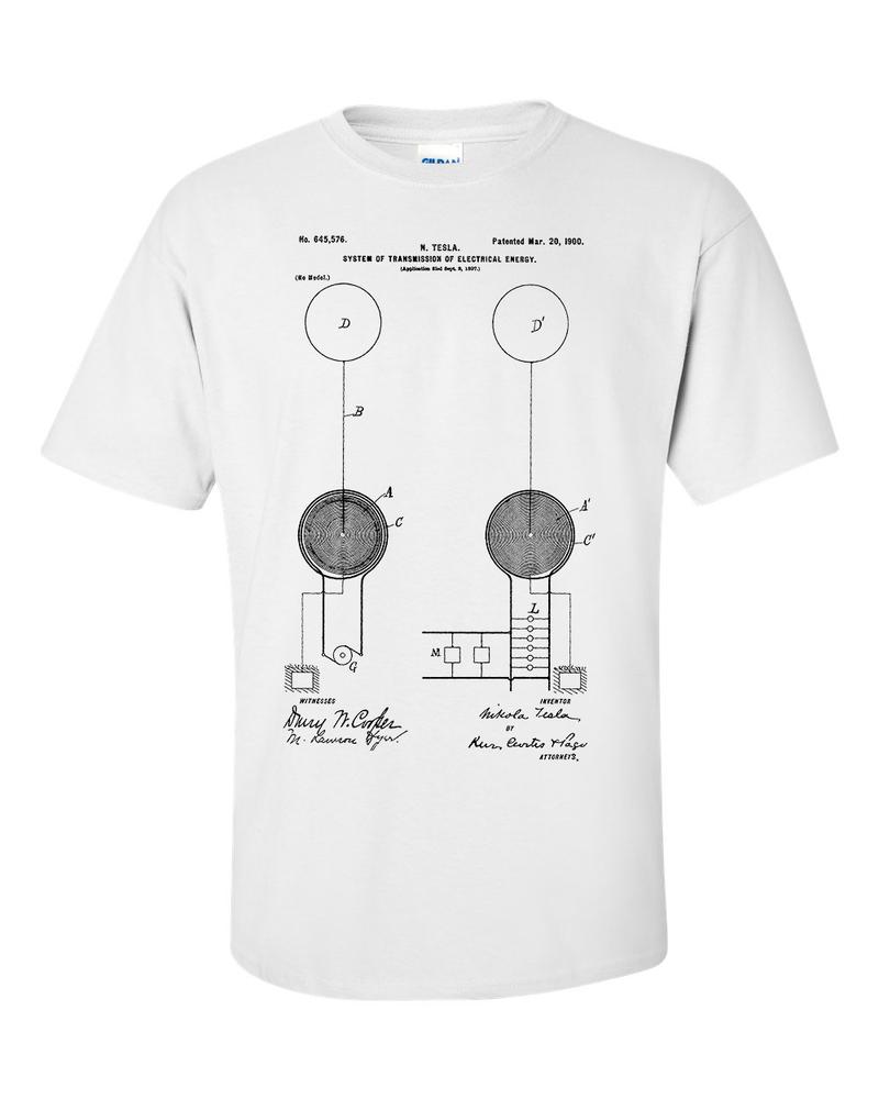 Nikola Tesla System of transmission of electrical energy Wireless TShirt 2XL