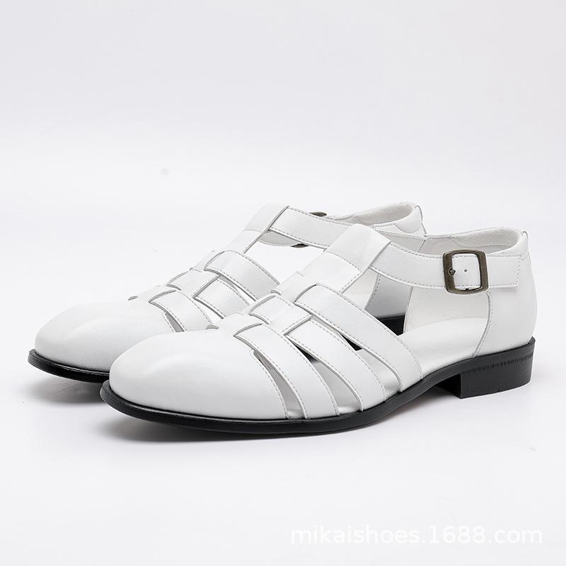 

New large size retro buckle Roman cool leather shoes men s casual breathable leather sandals buckle outer wear beach shoes 46