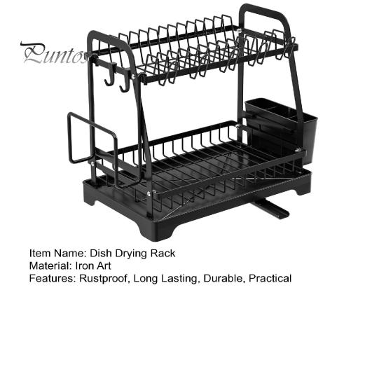 Storage Rack Two-Tier Dish Drying Rack Large Capacity Easy To Install Rust-Resistant Kitchen Countertop Utensil Dish Rack with Drain