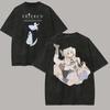 Anime Süßes Frieren Grafik T-Shirt für Unisex Damen Kleidung Harajuku Gewaschene Baumwolle Streetwear Übergroßes Kurzarm T-Shirt