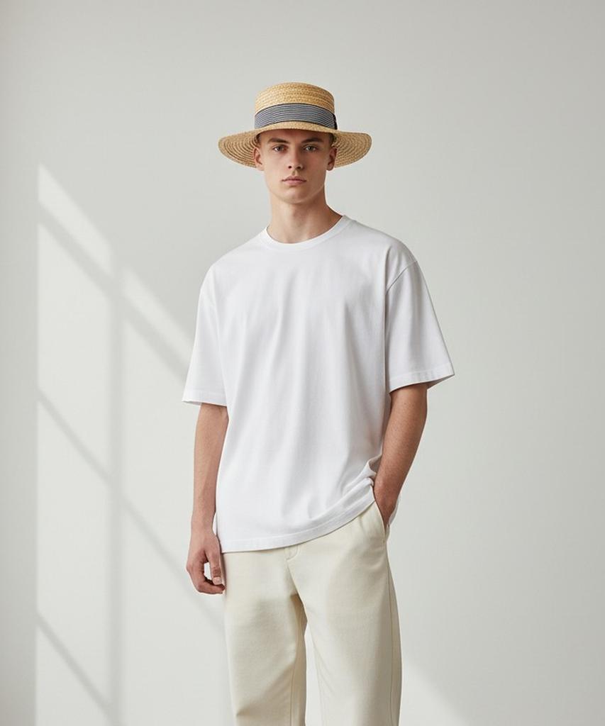 Yunibeosyeolkemiseuteuli Stripe Line Raffia Panama Hat Panama Hat