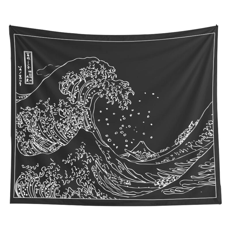 Black and white wall tapestry japanese boho tapestry japanese bed tapestry throw blanket boho style hanging hanging mat for yoga | Decorative Tapestri