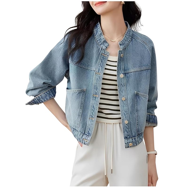 

[Green tea] denim jacket Jeans ladies Haori outer jacket casual M
