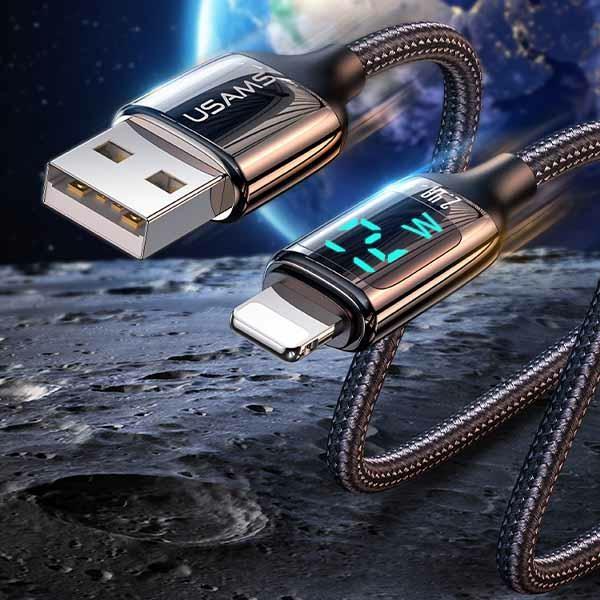 Usams Kabel Pleciony U78 Lightning 1.2Mled 2.4A Fast Charging Silver Black Sj543Usb02 (Us-Sj543)