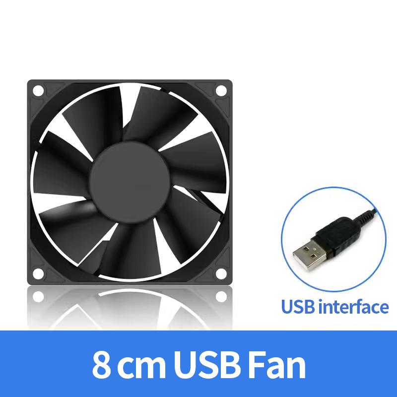 5V USB PC Case Exhaust Fan 8/12/14cm Hydraulic Bearing With Protective Net & Screws For Router TV Set‑top Box Cabinet Cooling