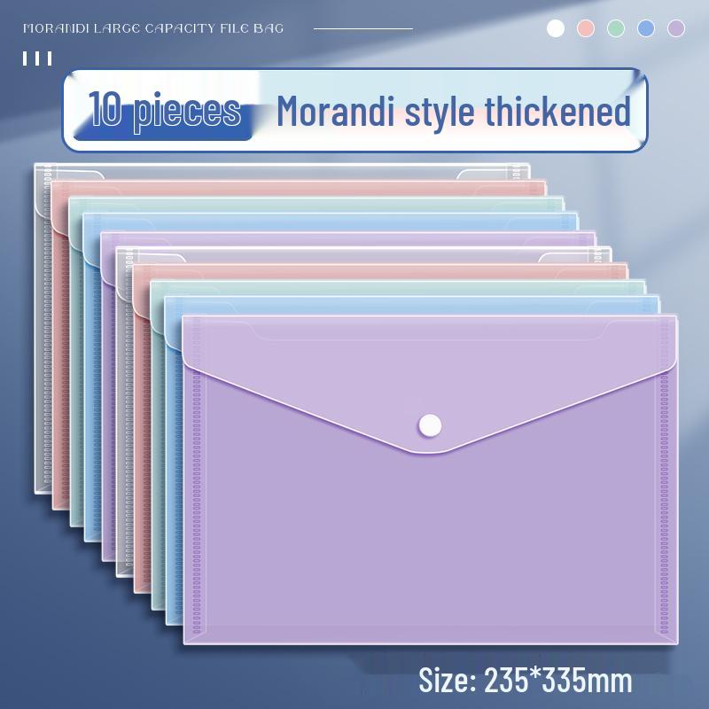 Transparent A4 File Bag, Large Capacity Snap Button, Test Paper & Document Storage for Students