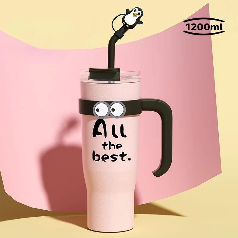 Large Capacity 40oz Insulated Stainl Steel Water Bottle Car Cup with St Ice King Portable Thermos High Aesthetic Value