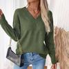 New Women's Autumn and Winter All-match Sexy Casual Style Top Backless V-neck Solid Color Sweater