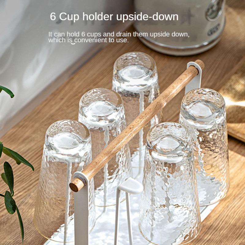 Iron Art Drain Cup Holder, Household Portable Water Cup Holder, Drain Holder with Tray, Living Room, Kitchen, Cup Storage