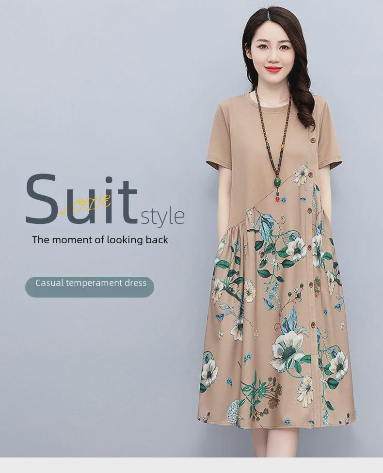 Léto 2022, dámské volné šaty do A s retro potiskem: Lichotivé, ležérní a lehké