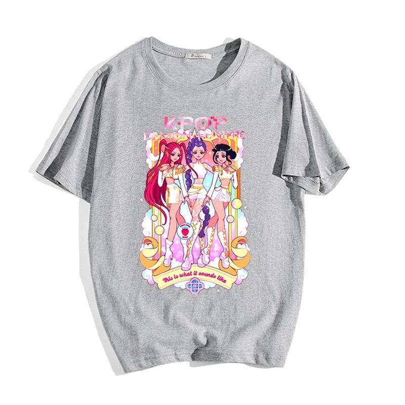 Kpop Demon Hunters Print Casual T Shirt Girls New Summer Tops Fashion Clothes Women Short Sleeve T-shirts