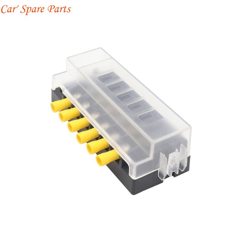 Y4UA 6 Way Car Boats Blade Fuses Box Block Holder 32V Power Distribution Panel Board