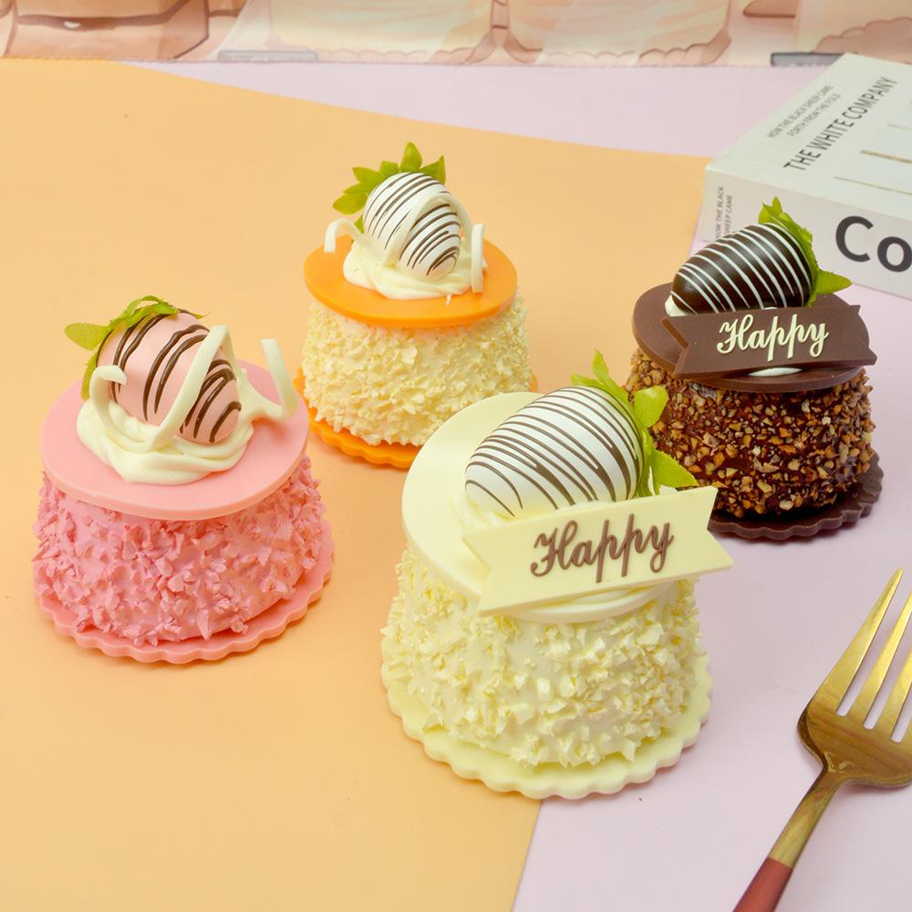 

4PCS Artificial Birthday Cake Simulation Crispy Chocolate Mousse Cake Model Photography Props Cake Shop Window Display Ornament