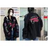 Womens Oversized Streetwear Embroidered Baseball Jacket Hip Hop Loose Fit Moto Style