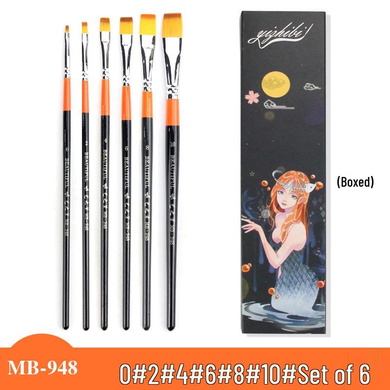 Yi Zhi Bi 948 Nylon Flat Brush for Art: Sketching, Manga, Gouache, Oil, Acrylic, Watercolor
