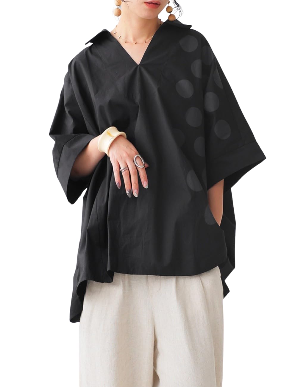 

Antiqua Рубашка женская в горошек, короткая, единый размер, черная, рукав, PA-03671, 05,