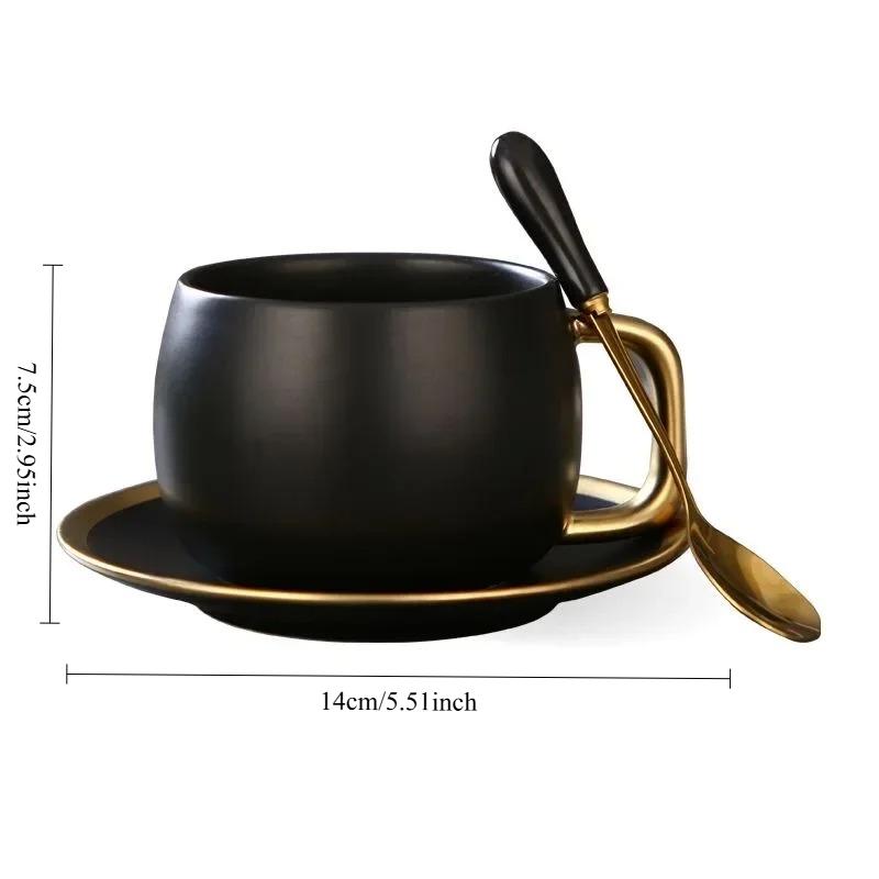 280ml American Gradual Ceramic Coffee Cup Creative Frosted Cup and Saucer Set Small Luxury English Afternoon Tea Mug Gift Mugs