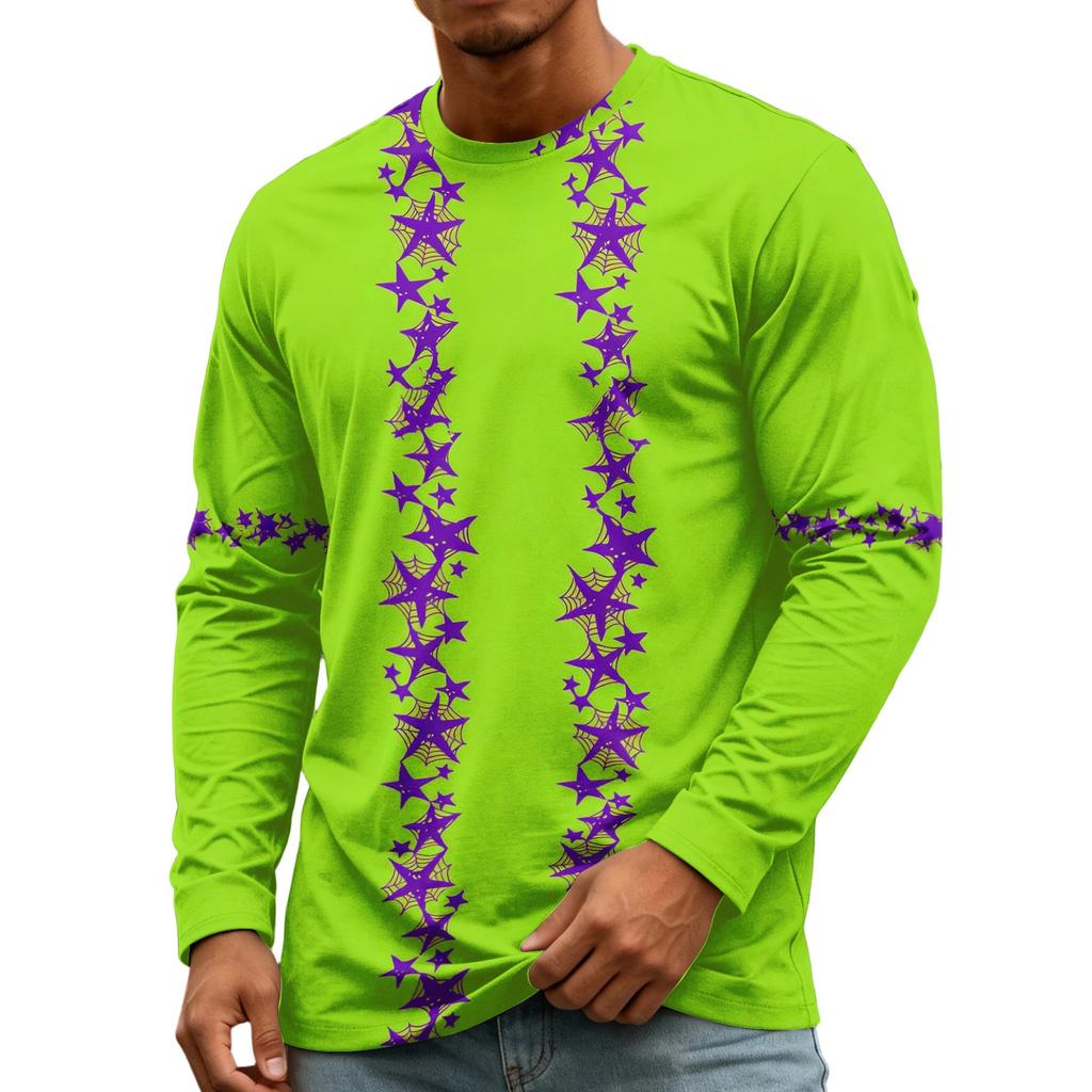 Men's Halloween Long Sleeve T-Shirt Neck Loose Fit Casual Versatile Top