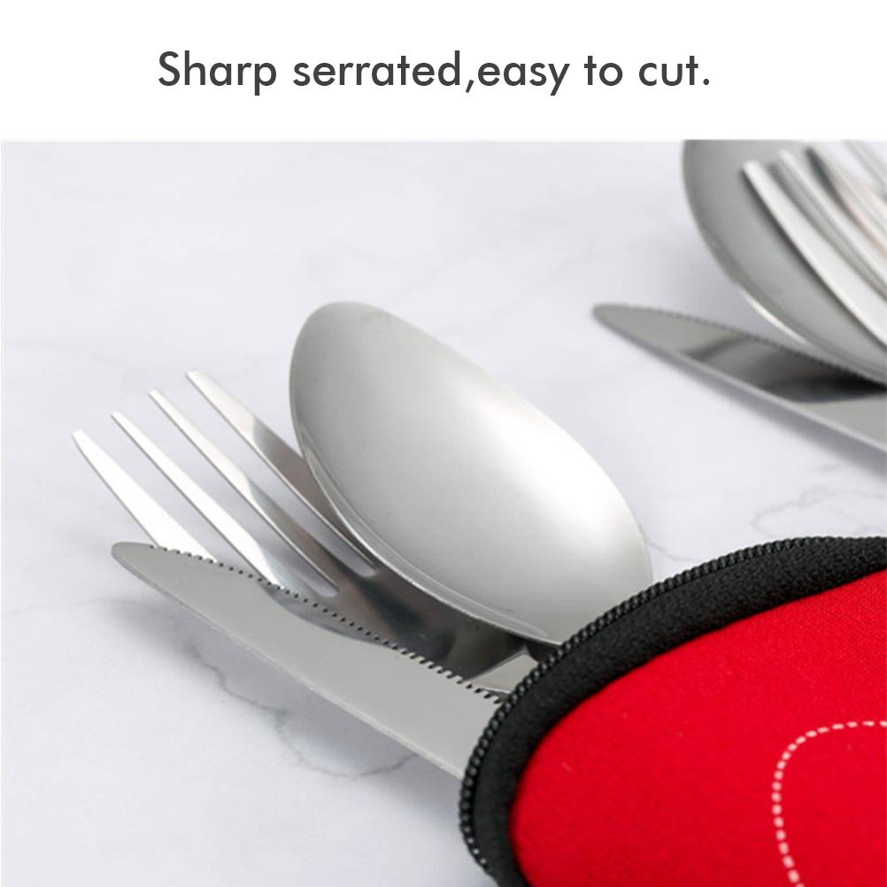 4PCS Cutlery Set Stainless Steel Cutlery for Cutter Fork Spoon Surface Carved Portable Lightweight