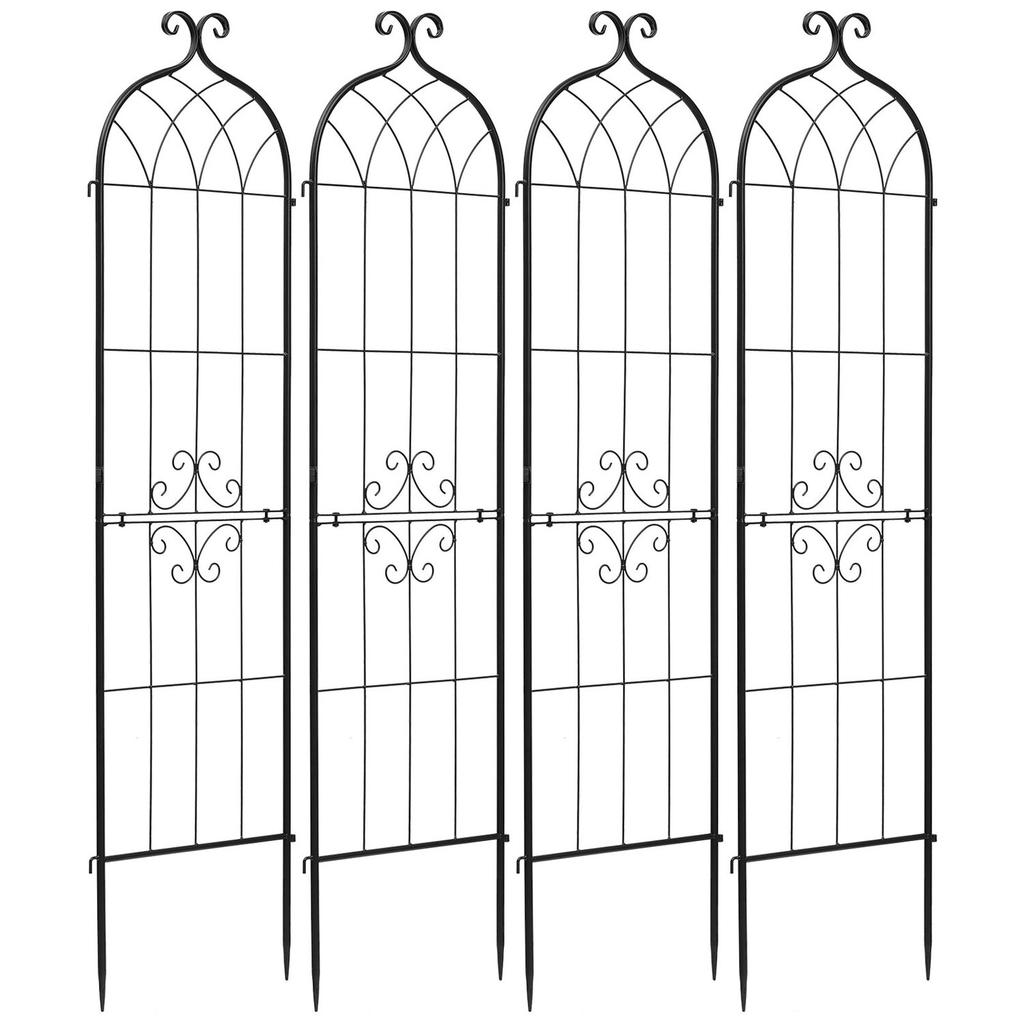 Garden Trellis, 152 X 40.5 Cm Rose Trellis, 4 Packs Garden Flower Rose Trellises with Powder-Coated Finish & Convenient Locking Design, Plant Support
