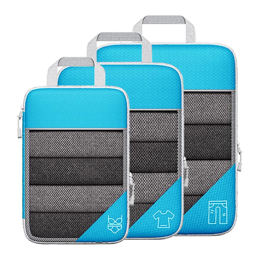 3/6PCS Portable Lightweight Suitcase Pouch Compressed Packing Cubes Travel Storage Bag Set With Shoe Bag Mesh Visual