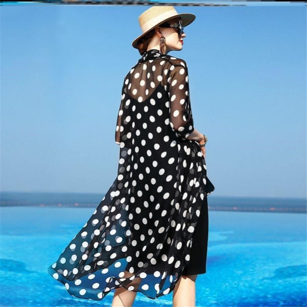 Chiffon Sunscreen Clothing Women's Summer Thin Long Section Outer Shawl Air Conditioning Shirt Korean Cardigan