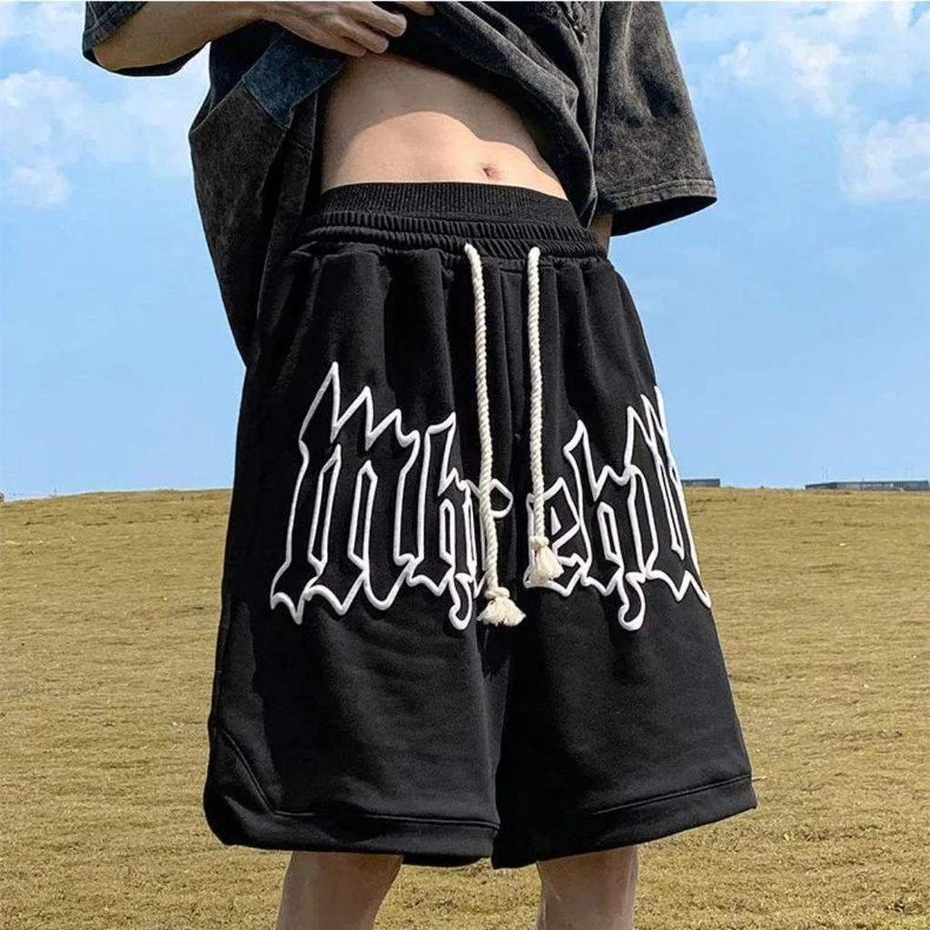 Summer Men Sweatpants Casual Loose Shorts Men's Beach Shorts Trousers Solid Color Drawstring Basketball Pants Sportswear Men