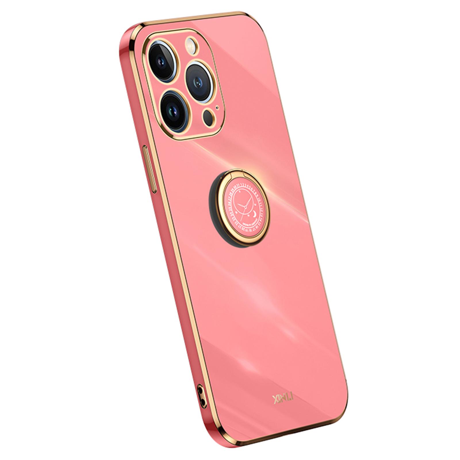 XINLI For iPhone 16 Pro Max Case Ring Kickstand Electroplating TPU Phone Cover E