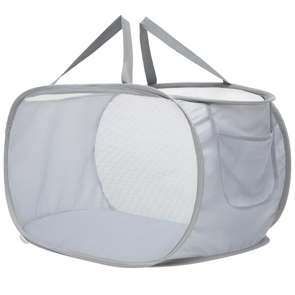 Portable Large Capacity Foldable Mesh Laundry Basket Hamper for Dirty Clothes Linen Towels Home Dorm Hotel Travel Space Saving