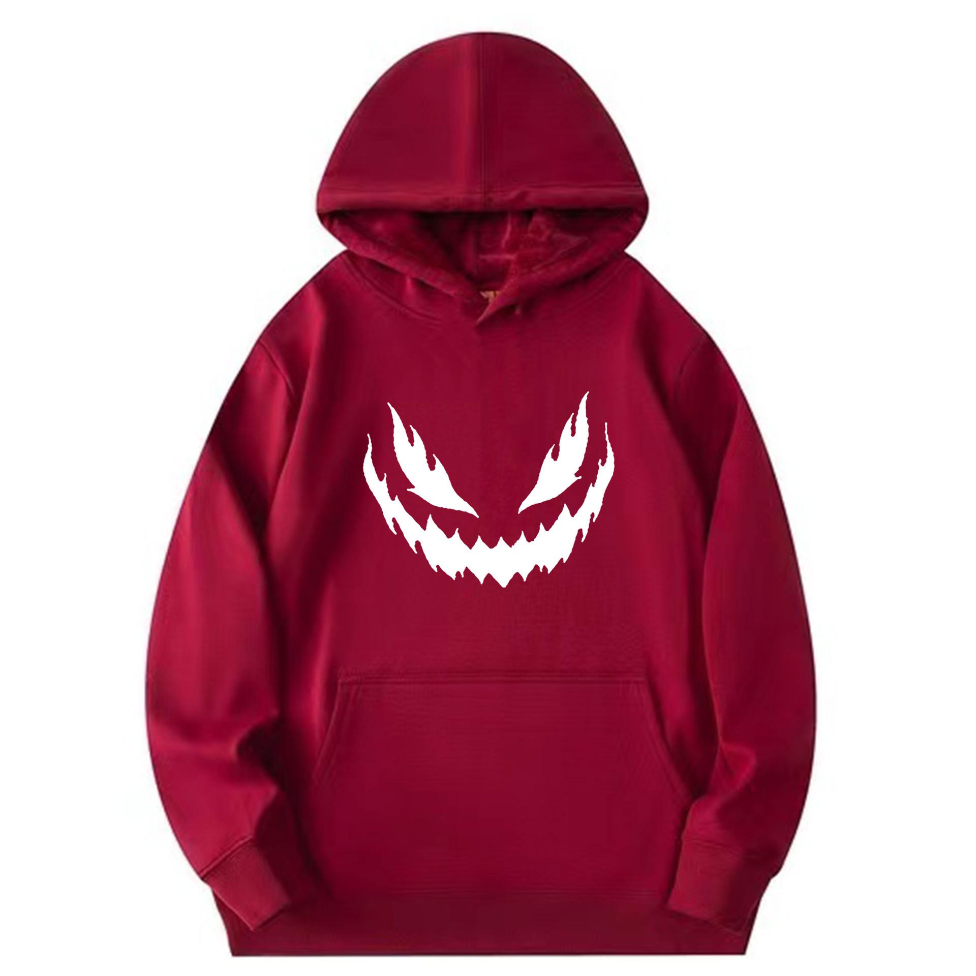 High-Quality Fashion Trendy Printed Autumn Winter Frayed Edge Emoji Printed Hoodie Sweatshirt Unisex Korean Style Trendy Casual S