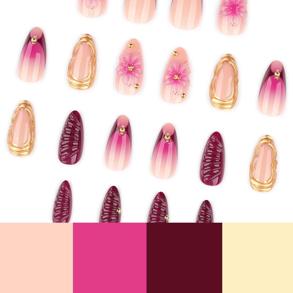 3D Flower Gradient French Wearable Nail Art Tips