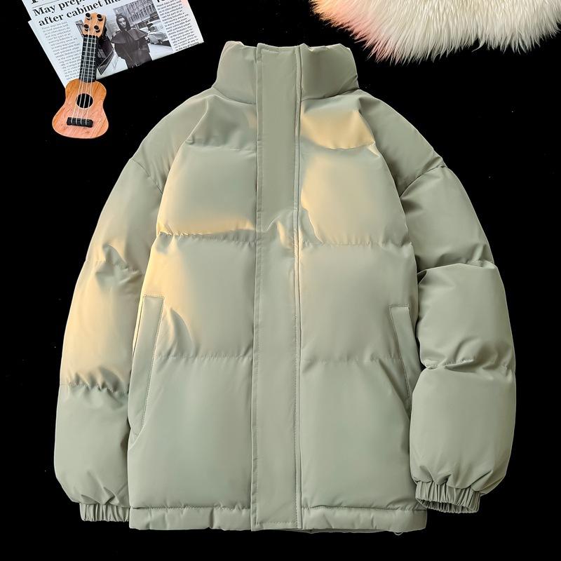 Basic stand-up collar solid-color cotton-padded clothes for men, windproof thickened cotton-padded clothes in autumn and winter, and high-quality