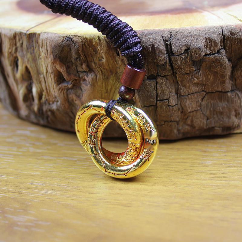 Brass Qiankun Yin Yang Circle Pendant Necklace