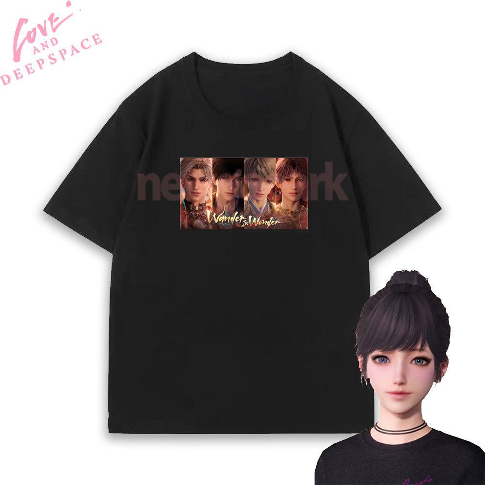 Love and Deepspace Four Main Boys Printed Tshirt Romance Otome Game Fashion Streetwear Tshirt Woman Cartoon Cotton Shortsleev