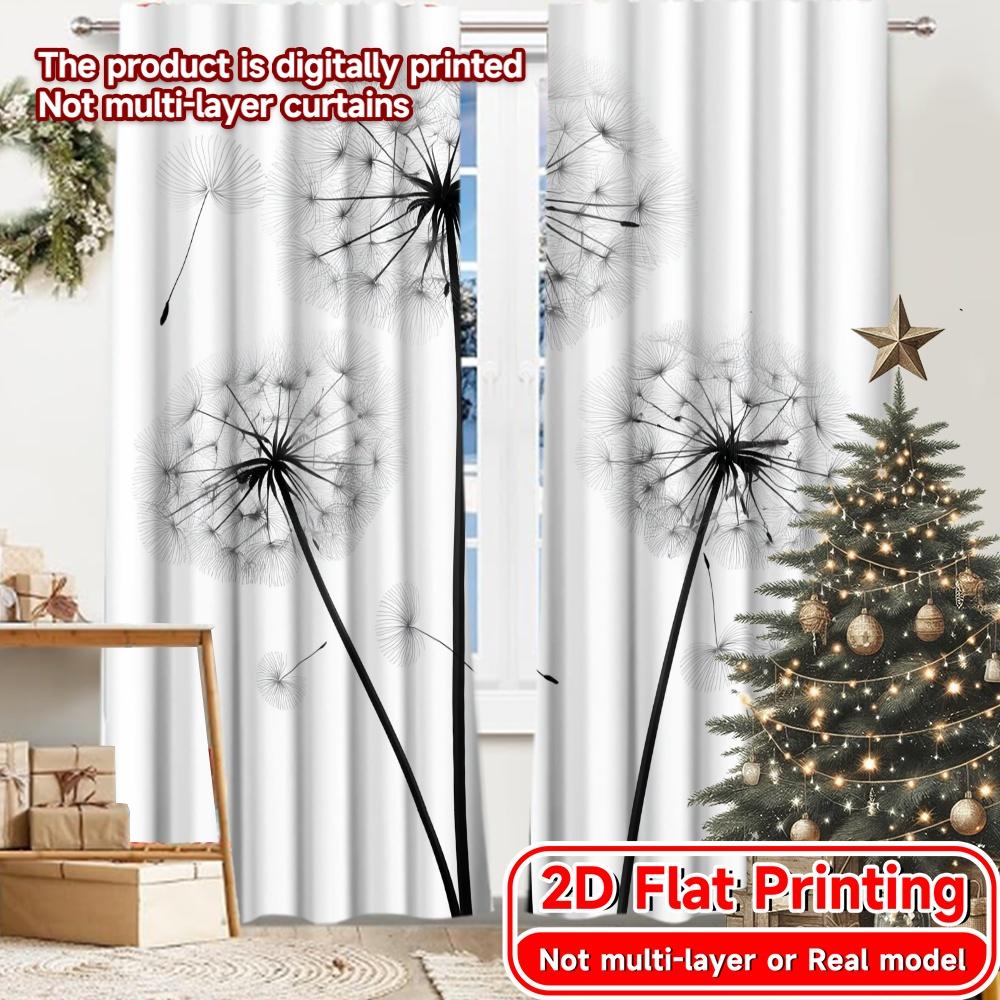 

Set Of 2 Modern Flat Printing Curtains Without Rod Dandelion Window Fashionable Curtainments During Valentine Is Curtain Made Polyester W100*H70(CM)-Rod Pocket&2PCS