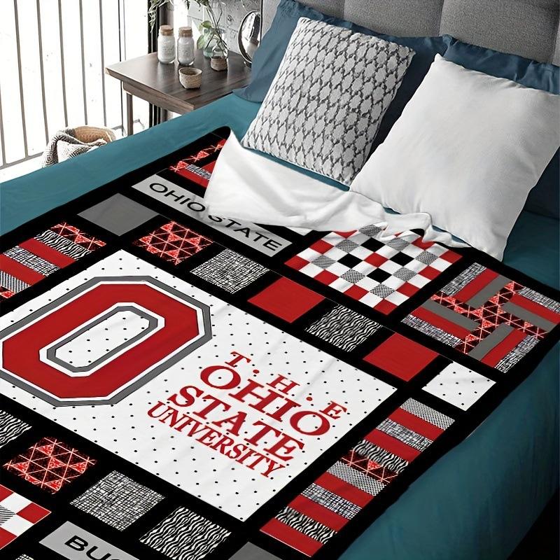 Ohio State University Blanket Soft and Warm Flannel Blanket Multifunctional Four Seasons Blanket Gift Blanket