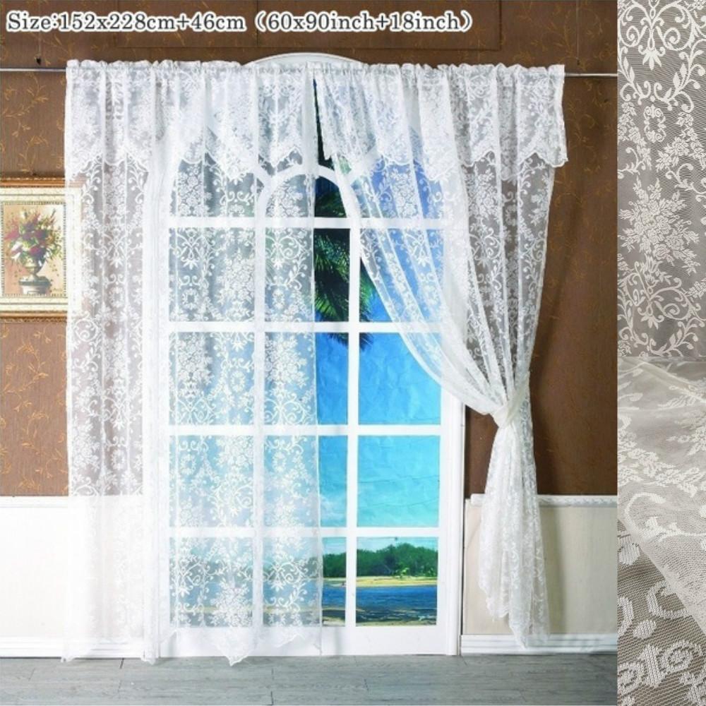 1PCS Romantic White Jacquard Short Curtain Valance Kitchen Home Living Room Door Balcony Window Shades Screen