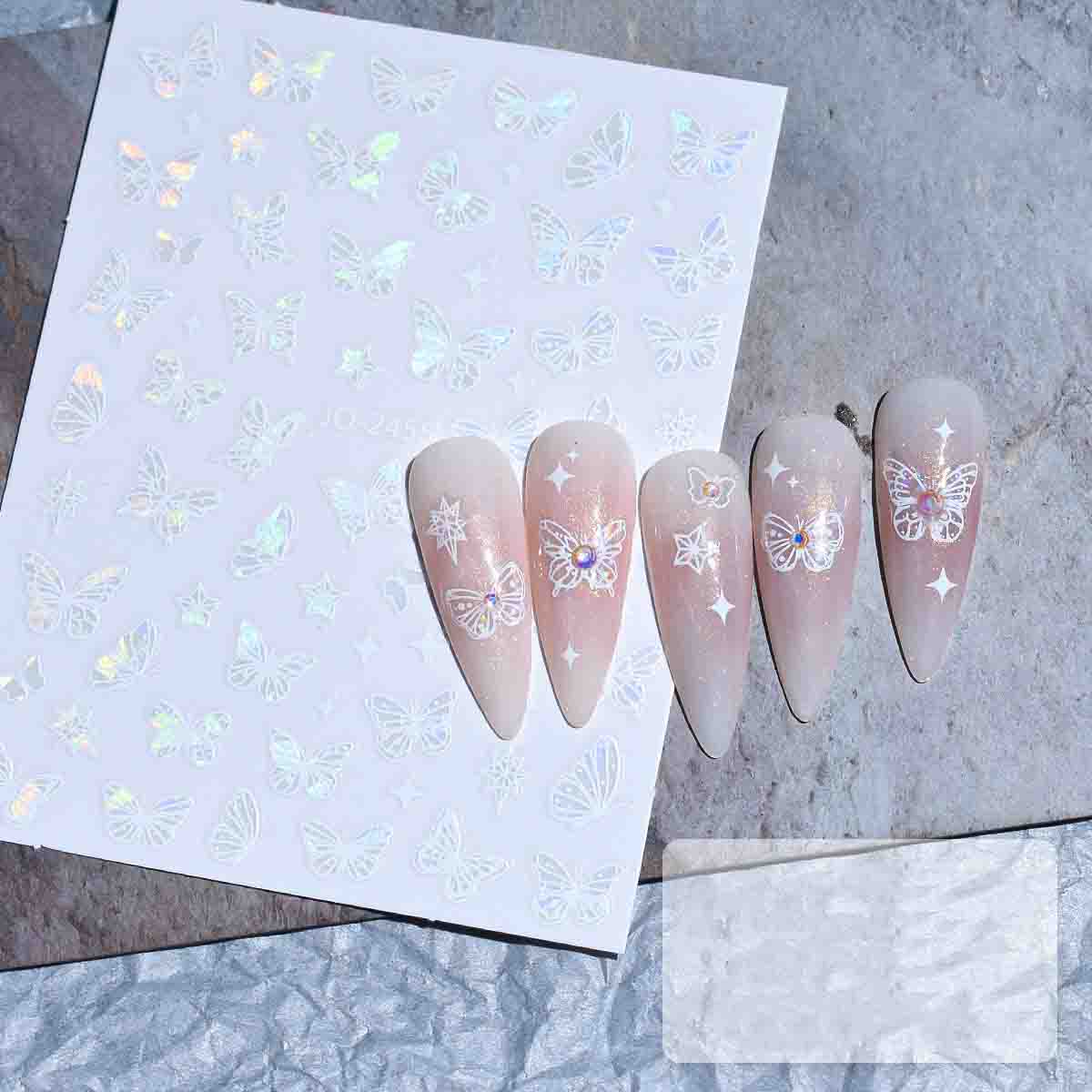 

Черные, серебряные наклейки для ногтей, бабочка, сердце, звезда, дизайн, клейкий слайдер, наклейки для ногтей, маникюрные украшения