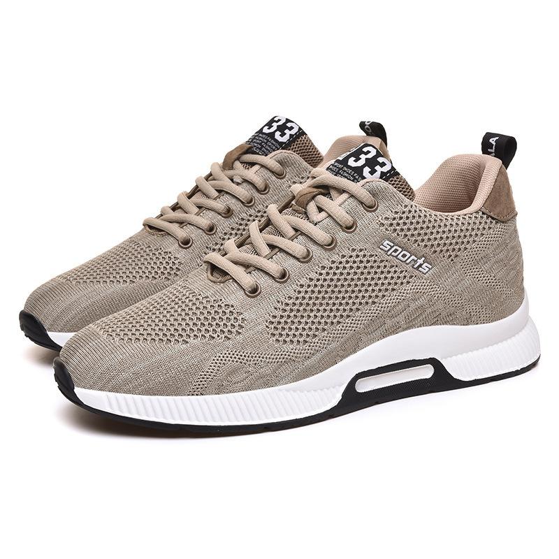 Flying woven sports shoes Mesh shoes Wear-resistant running sports casual shoes Invisible height-increasing men's shoes