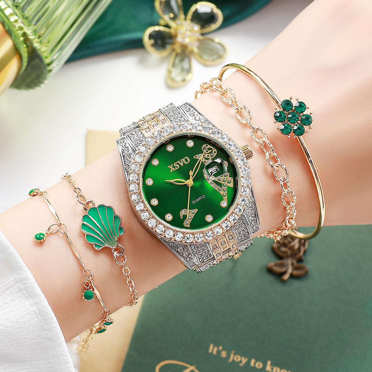 

Нет подарочной коробки, кварцевые часы со стальным ремешком и перламутровым циферблатом Аврора , бриллиантовый браслет, набор из 5 предметов серебряный