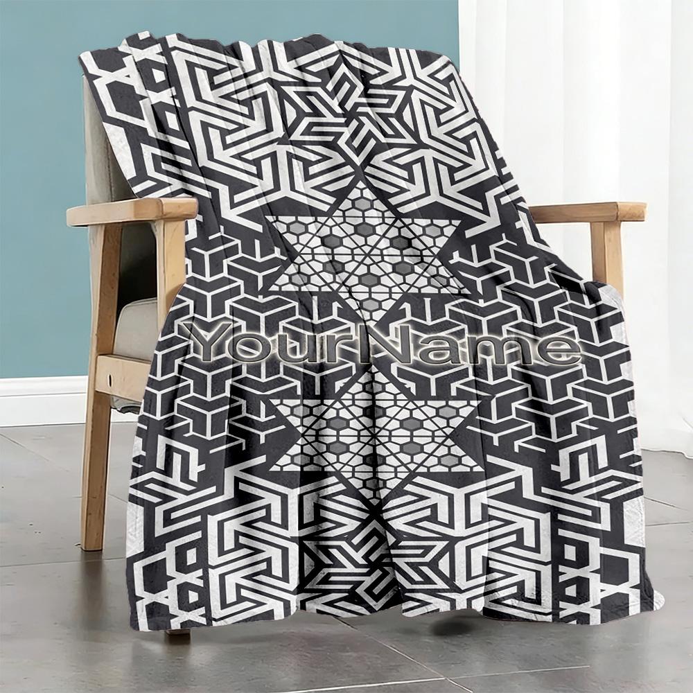 Ethnic Tribal Patterns Customize Text Blanket Gift Personalized Blanket Comfortable Perfect for Sofa Home Decor Bedding Couch All-Season Use