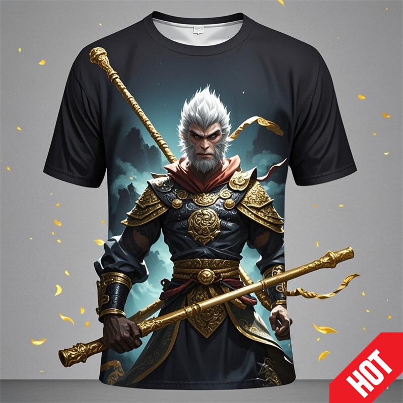 Novelty T Shirt For Men Shirt Black Myth Wukong Game 3d Printed T-shirt Clothing Designer Short Sleeve Tees Vintage T-shirt