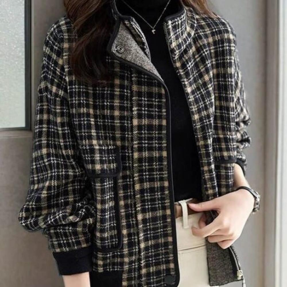 Rellawear Women S Check Pattern Sweater Jacket Rhn250903