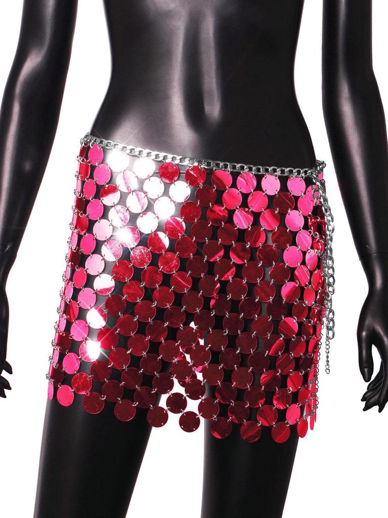 Sequin Punk Style Sexy Midi Skirt YY20217
