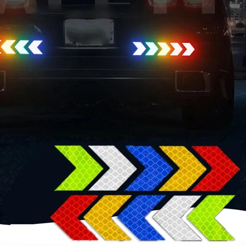 ISGTDRM 12 Pcs/Set Reflective Arrow Sign Tape Warning Safety Sticker for Car Bumper Trunk Hazard Tape Motorcycle Accessories