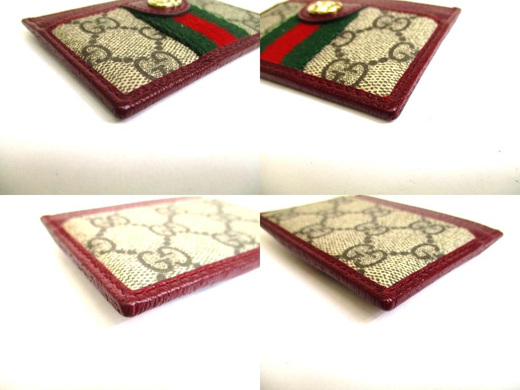 Authentic GUCCI Ophidia Bordeaux Leather Business Card Case #b153  Open box