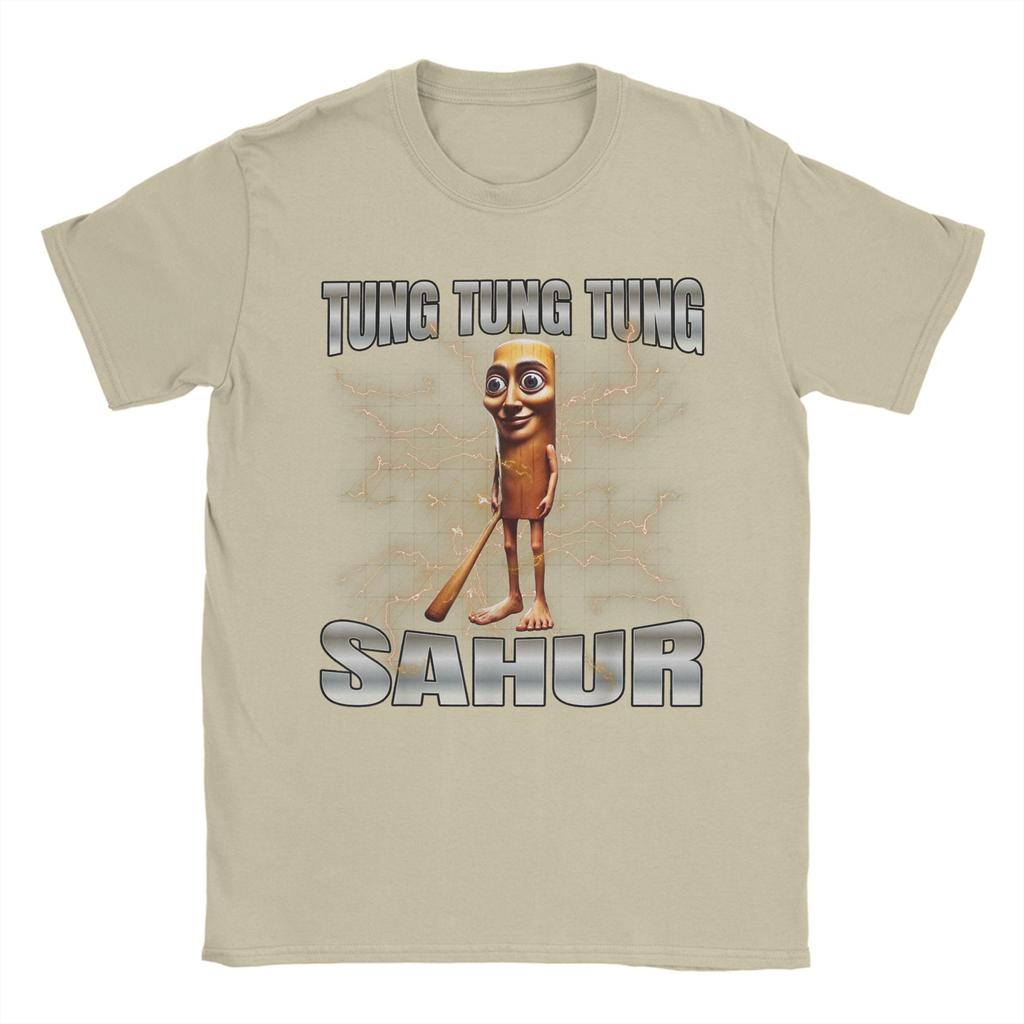 Vintage Tung Tung Tung Sahur Italian Brainrot Meme T-Shirts Men Round Collar Pure Cotton T Shirts Short Sleeve Tees Clothing