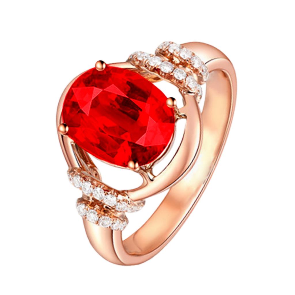 Elegant and Minimalist Socialite 2-carat Tourmaline Red Ring with Multiple Luxurious Diamond Studded Rings 2026
